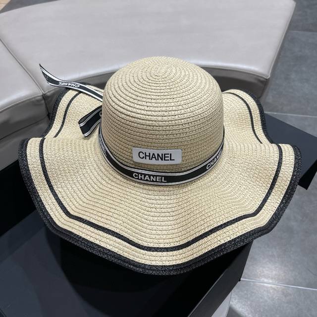 Chanel香奈儿 新款草编大牌皮带编织草帽 度假休闲必备 优雅大方的一款
